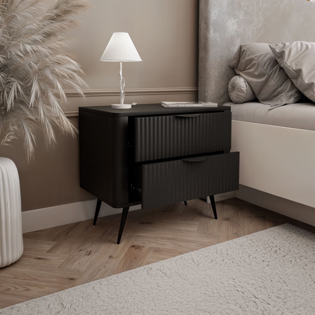 Szafka nocna SCARLETT z szufladami czarna