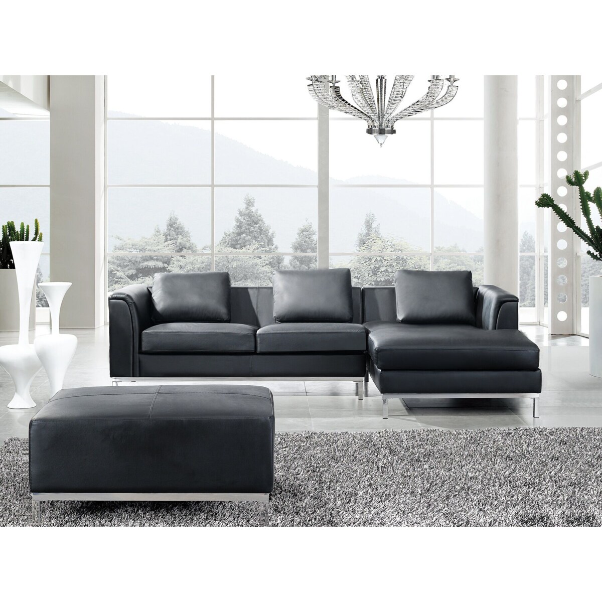 Narożnik skórzany lewostronny czarny OSLO