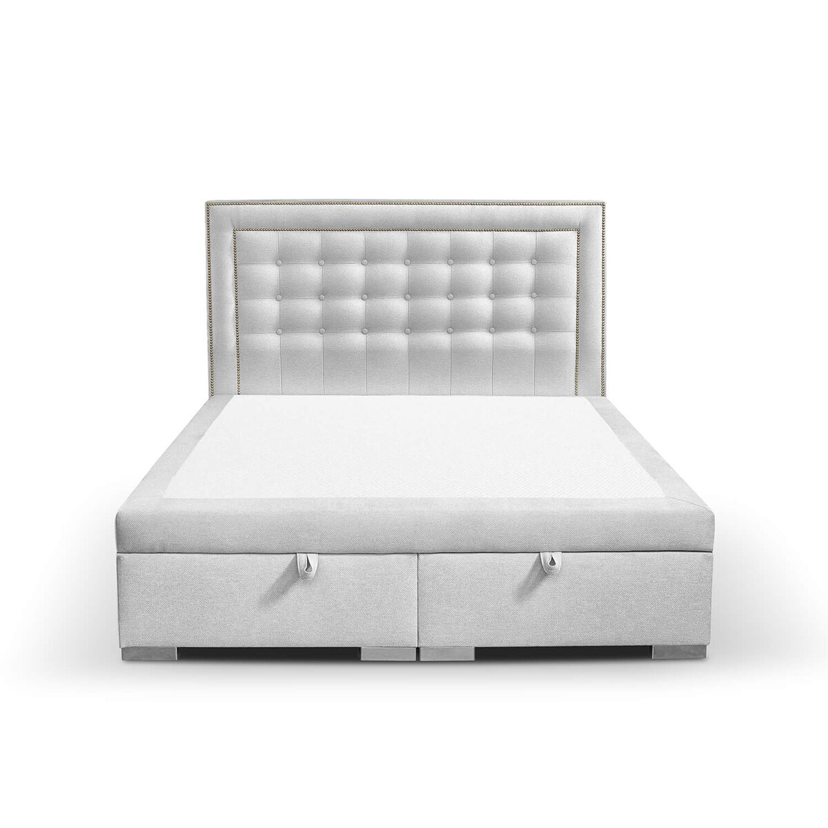 Łóżko tapicerowane BALFORD 120x200 z pojemnikiem, Jasny Szary, tkanina Megan 364