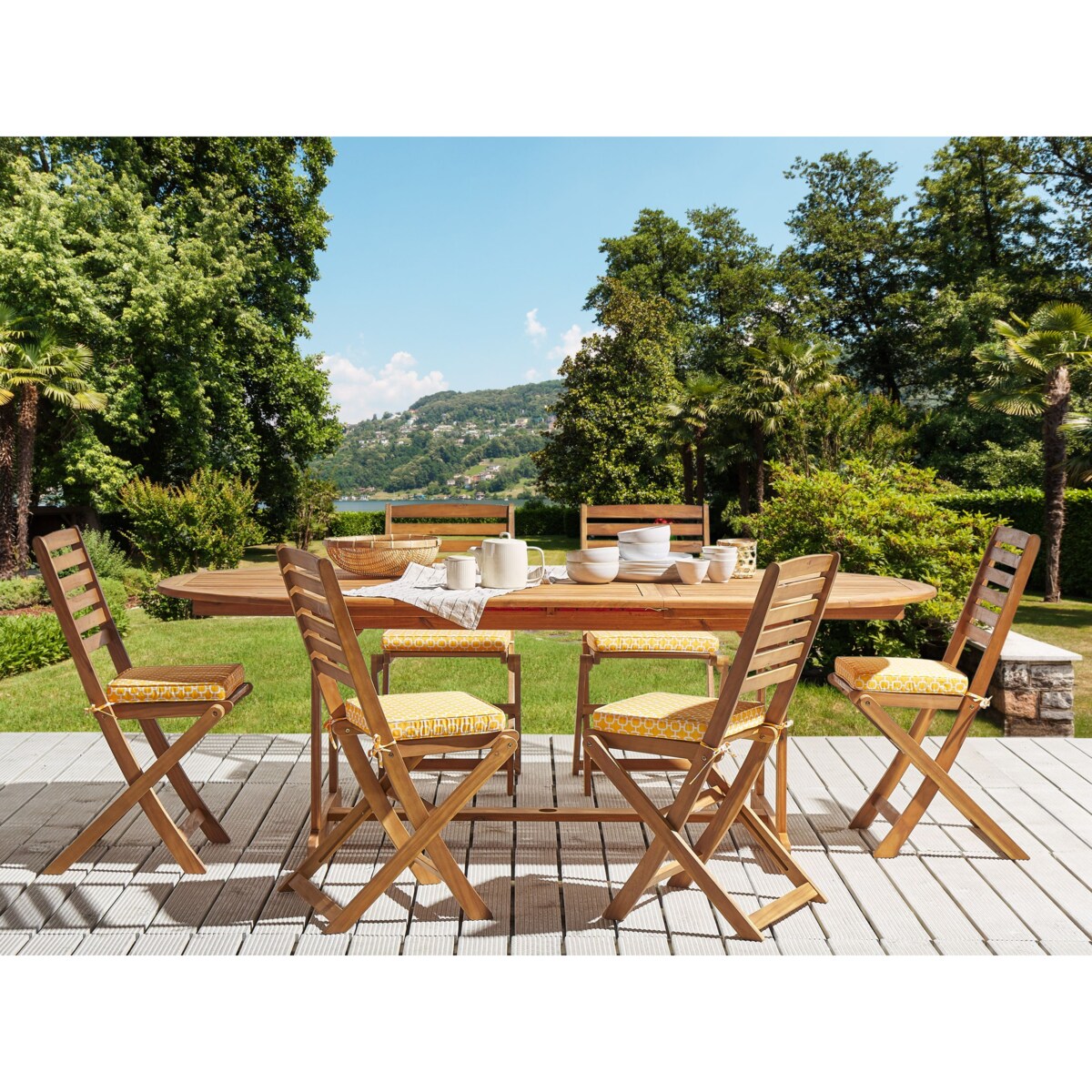 Zestaw 6 poduszek na krzesło ogrodowe TOLVE 39 x 31 cm Żółty