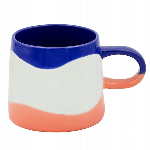 KUBEK CERAMICZNY NA KAWĘ HERBATĘ GRANATOWO-BIAŁY Z UCHWYTEM 400 ML PREZENT UPOMINEK DLA KOBIETY MAMY ŻONY BABCI DZIEWCZYNY KOLEŻANKI NIEJ