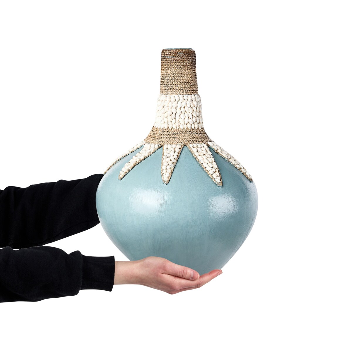 Wazon dekoracyjny z terakoty 43 cm niebieski SILAU