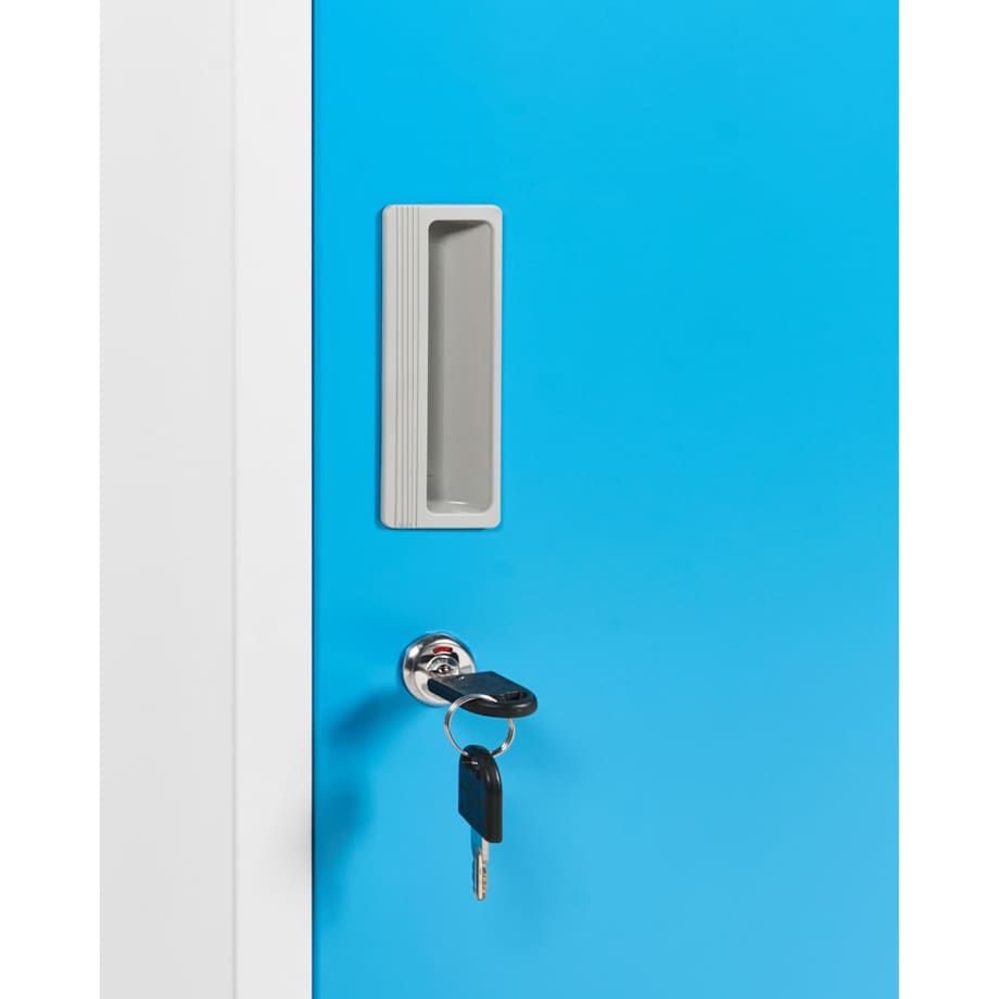 Szafa socjalna ubraniowa trzydrzwiowa ATHLETE Metal Biały/ niebieski