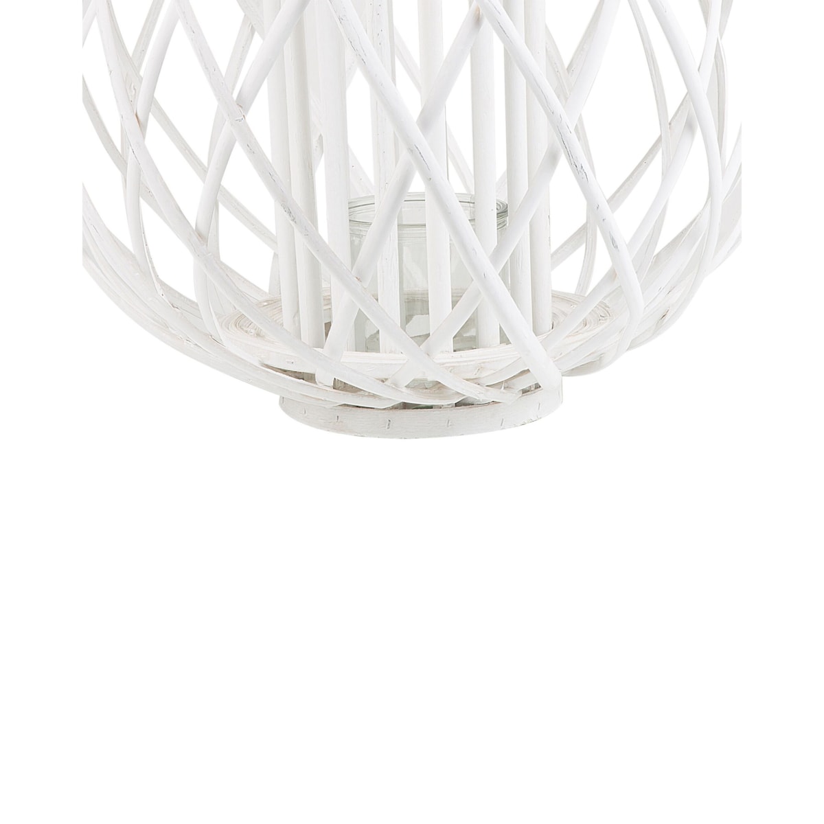 Lampion drewniany 41 cm biały SAMOA