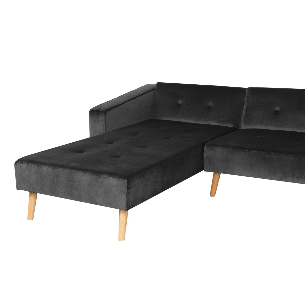 Narożnik welurowy prawostronny rozkładany czarny VADSO