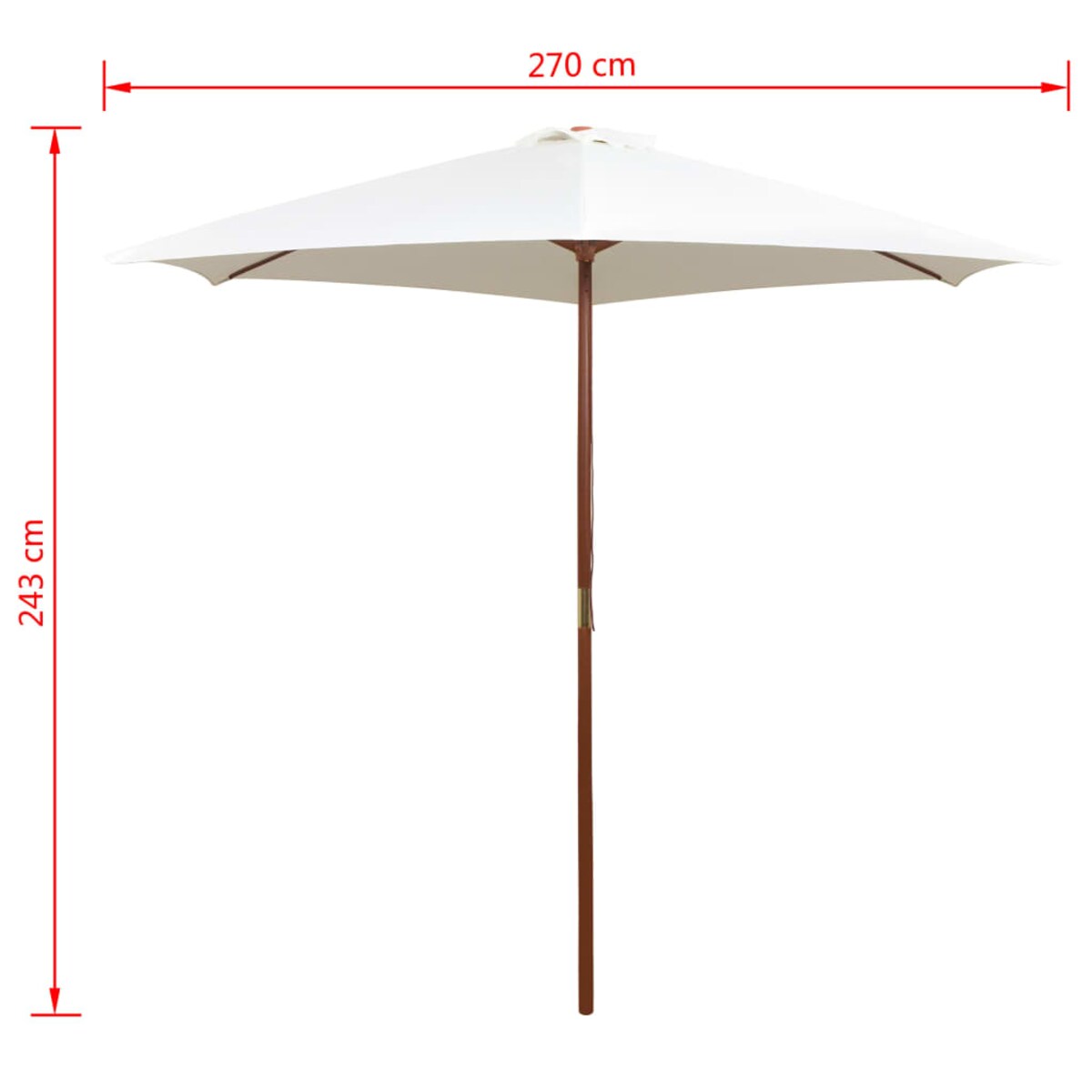 vidaXL Parasol ogrodowy, 270x270 cm, drewniany, kremowy