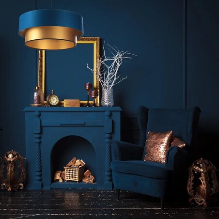 Lampa wisząca DOUBLE BLUE 60 granatowa/złota