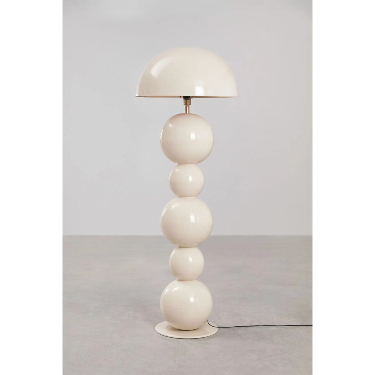Lampa podłogowa z metalu, wysoki połysk, kremowa, Boulia, 155 cm