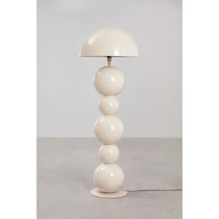 Lampa podłogowa z metalu, wysoki połysk, kremowa, Boulia, 155 cm