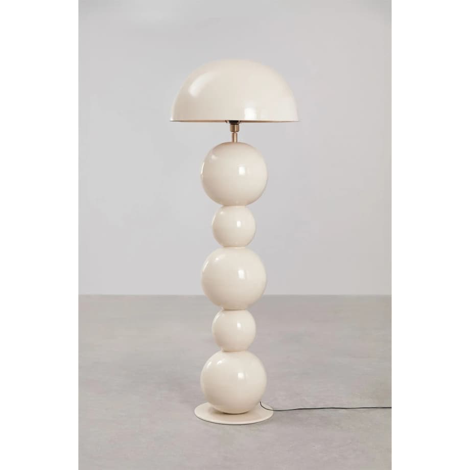 Lampa podłogowa z metalu, wysoki połysk, kremowa, Boulia, 155 cm