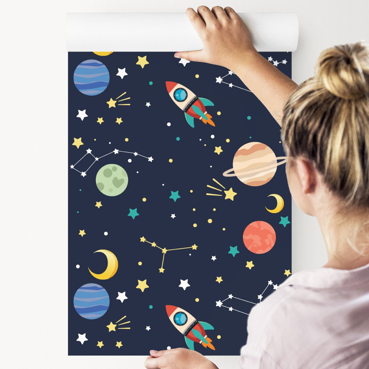 Tapeta dla dzieci planety gwiazdy kosmos