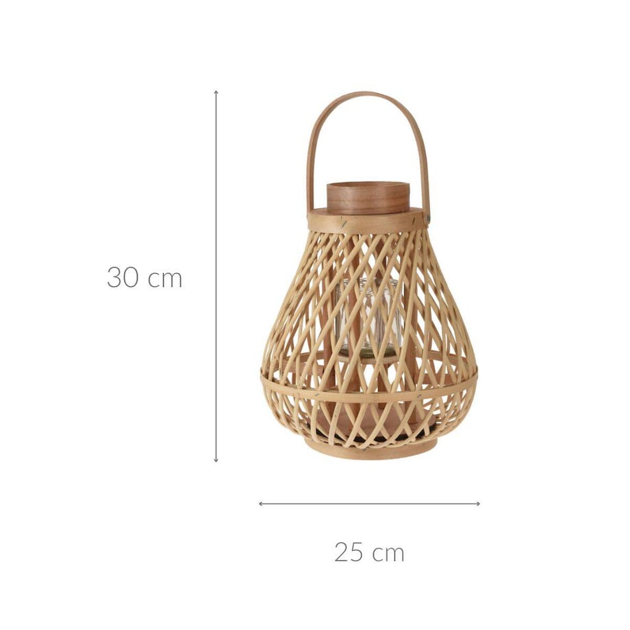 Lampion rattanowy ze szklaną podstawką na świeczkę, Ø 25 cm