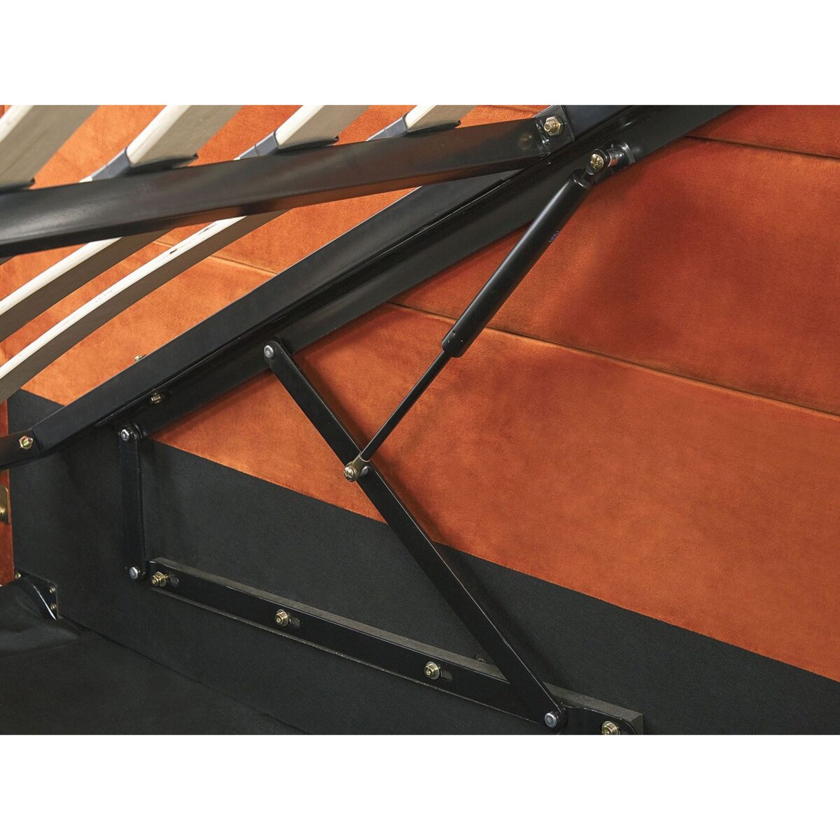 Łóżko z pojemnikiem welurowe 180 x 200 cm pomarańczowe ROUEN