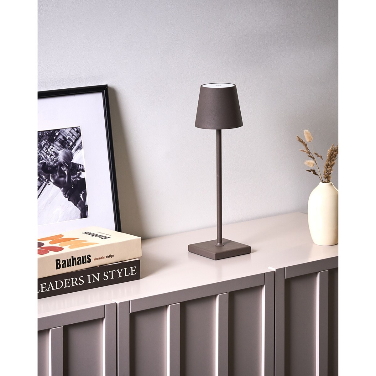 Bezprzewodowa lampa stołowa LED BACEIRO Ze ściemniaczem Metal Brązowy