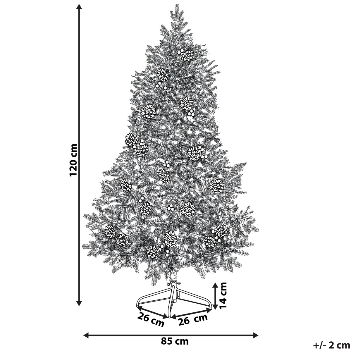 Sztuczna choinka świąteczna LED PALOMAR 120 cm Ciemnozielony