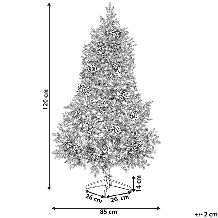 Sztuczna choinka świąteczna LED PALOMAR 120 cm Ciemnozielony