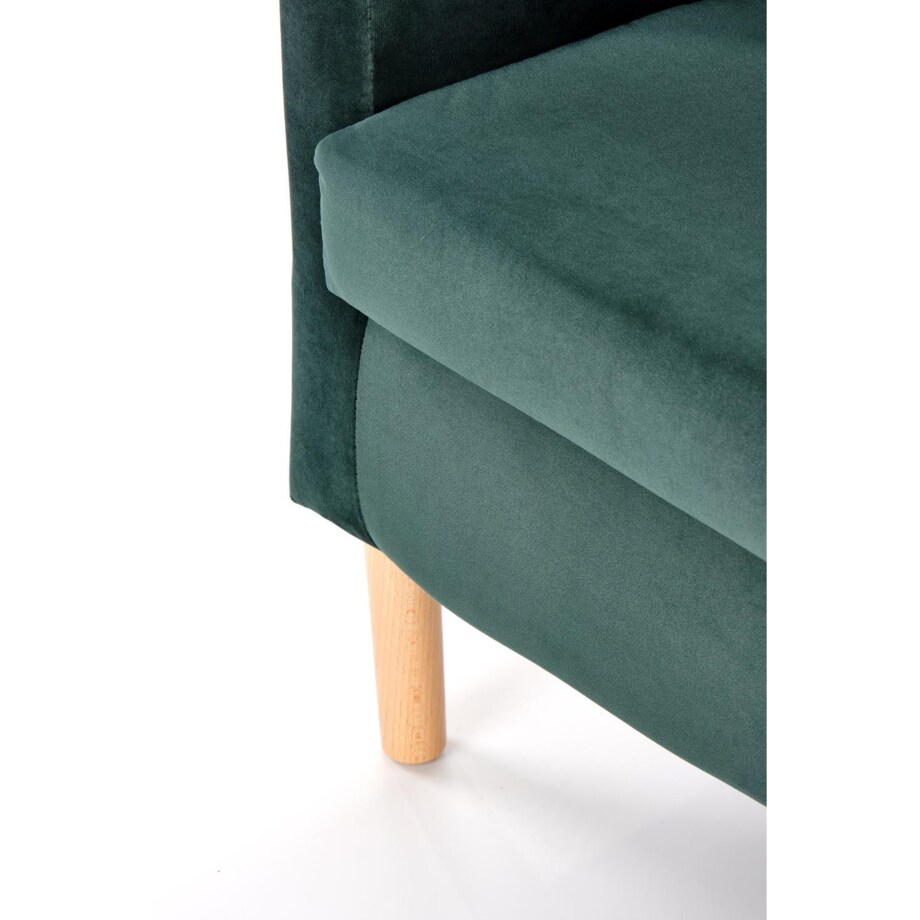 FOTEL WELWETOWY Calidris ciemnozielony DREWNIANE NÓŻKI