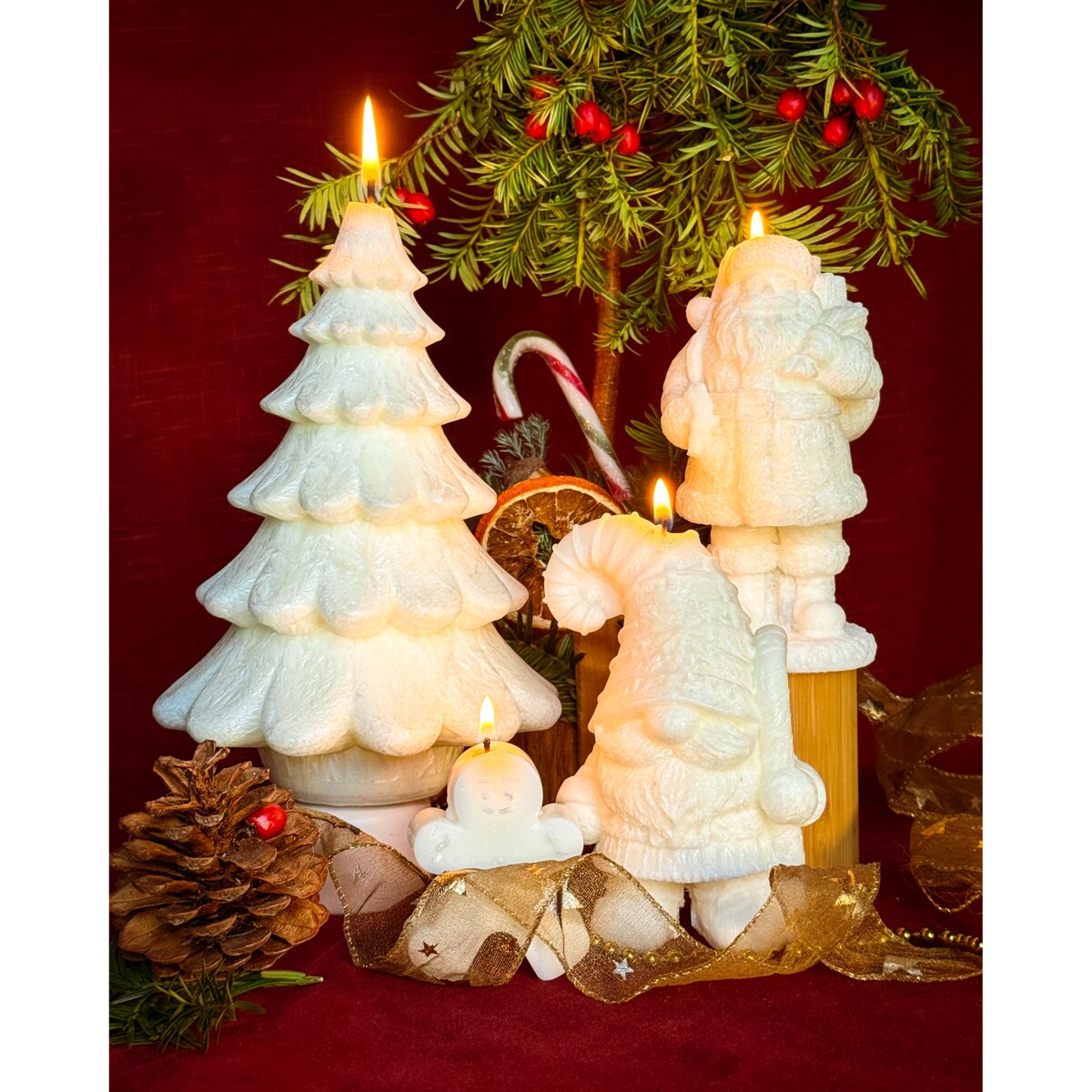 VERKOI Świeca Ozdobna Christmas Santa Claus Mikołaj