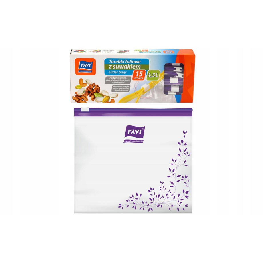 Torebki woreczki foliowe z suwakiem 1,5 L 15 szt na żywność kosmetyki inne