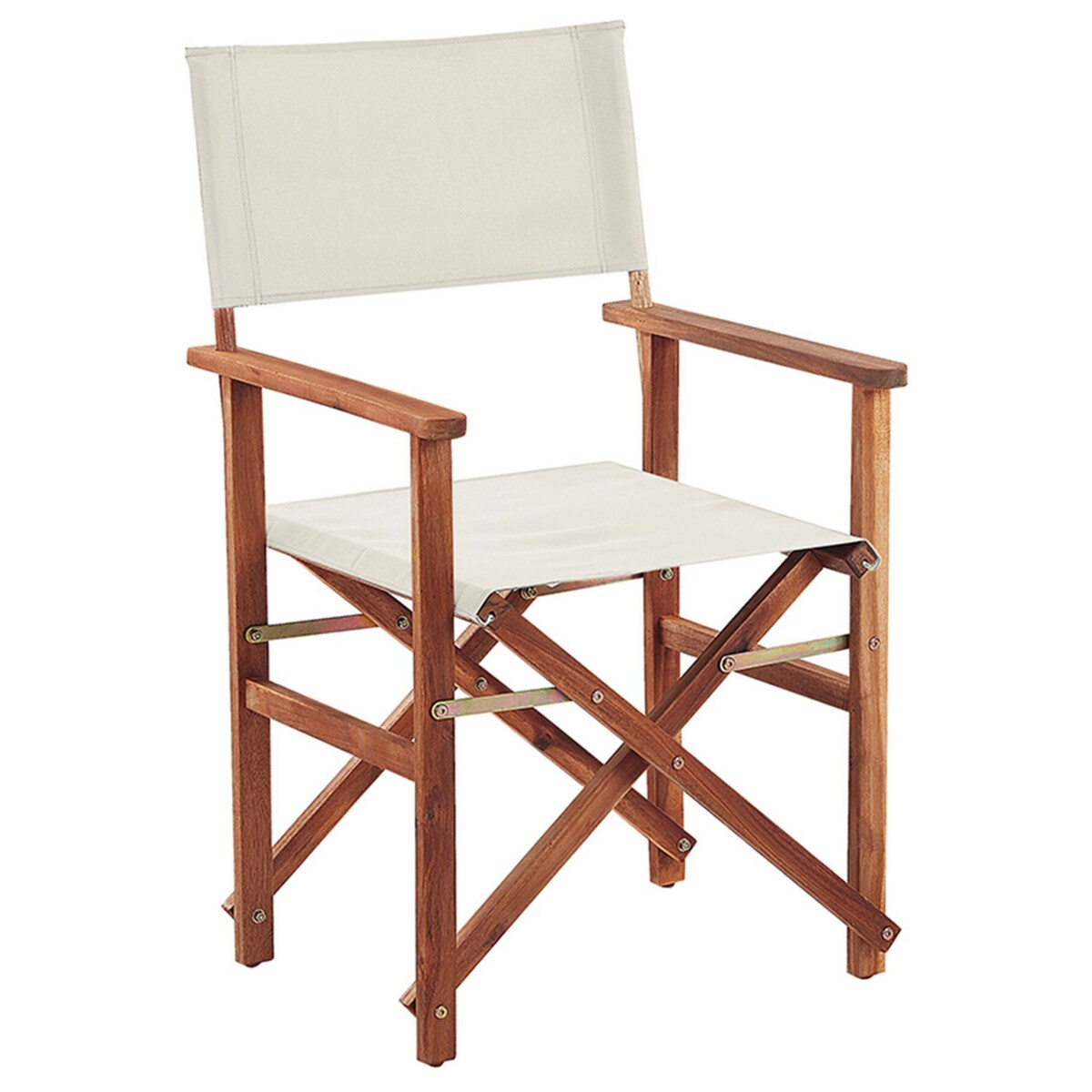 Zestaw 2 krzeseł ogrodowych akacjowy ciemne drewno z białym / wzór w tukany CINE