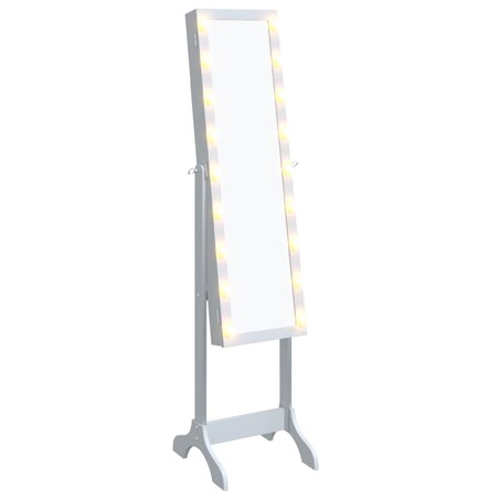 vidaXL Lustro stojące z LED, białe, 34x37x146 cm