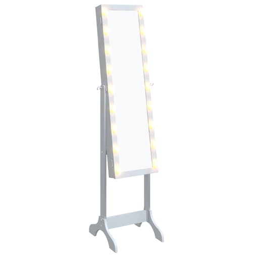 vidaXL Lustro stojące z LED, białe, 34x37x146 cm