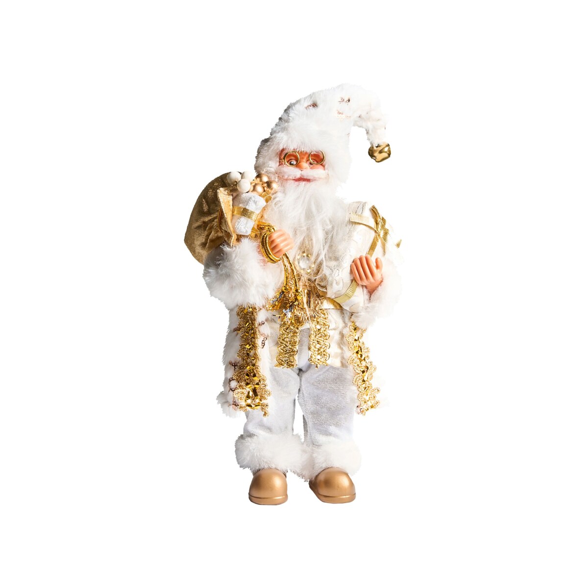 Dekoracja świąteczna STRAUMSFJORDEN Mikołaj 40 cm Biały/ złoty