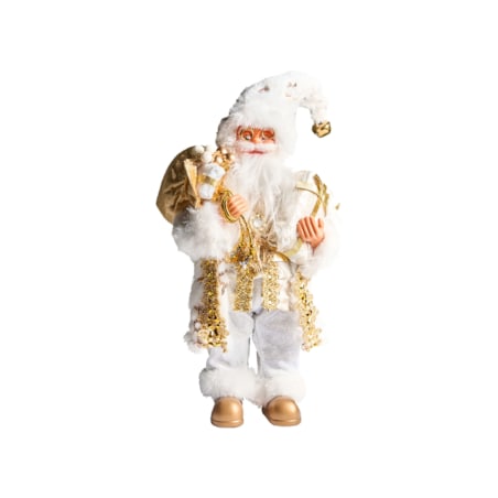Dekoracja świąteczna STRAUMSFJORDEN Mikołaj 40 cm Biały/ złoty