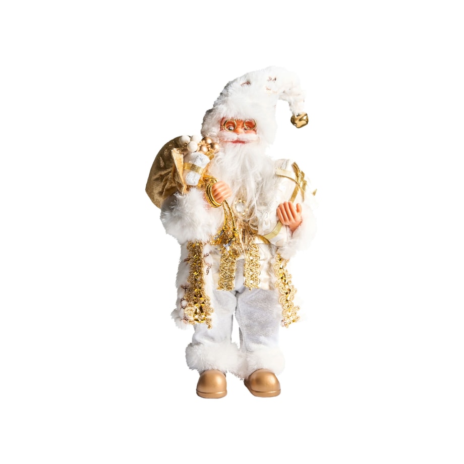 Dekoracja świąteczna STRAUMSFJORDEN Mikołaj 40 cm Biały/ złoty