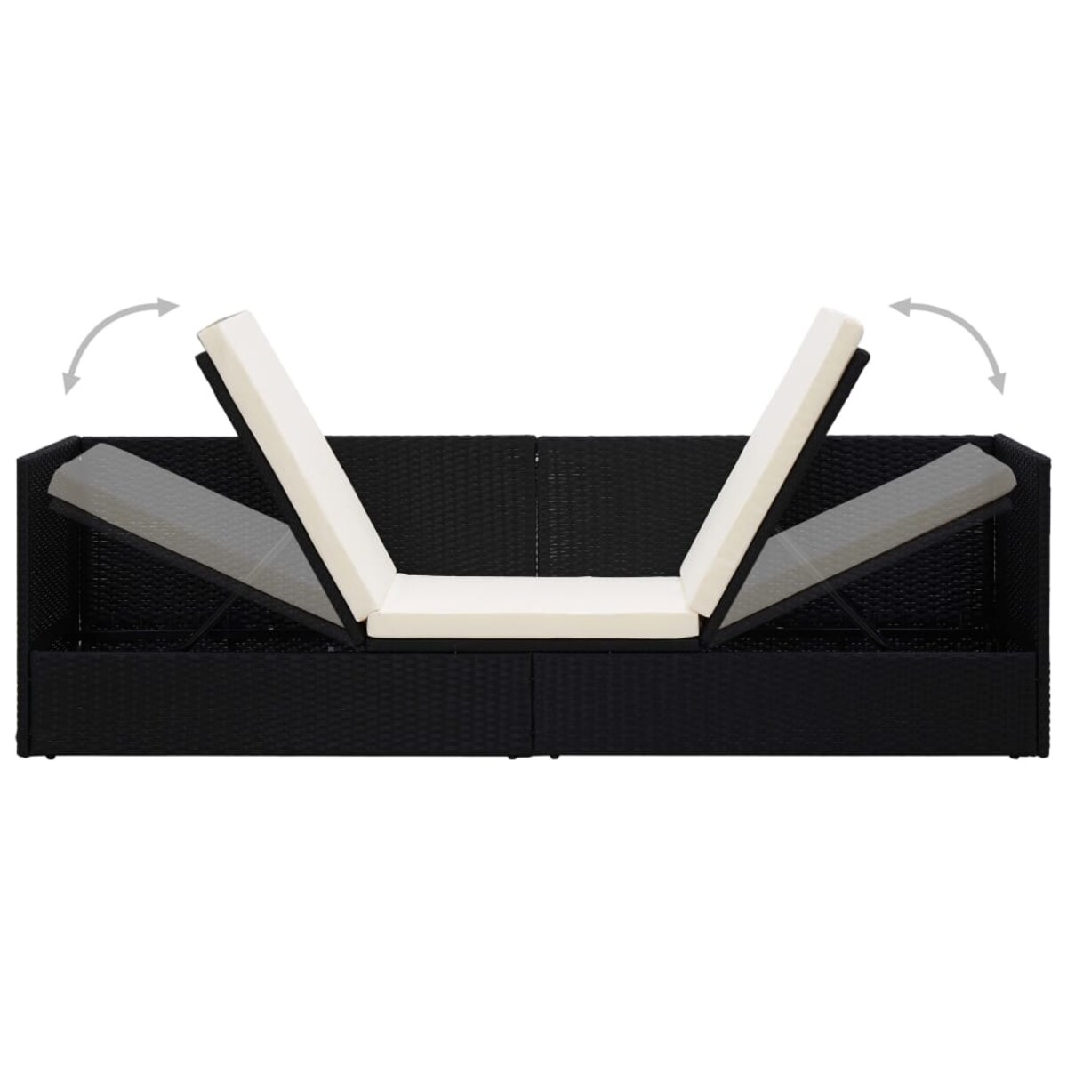 vidaXL Sofa ogrodowa z poduszkami, polirattan, czarna