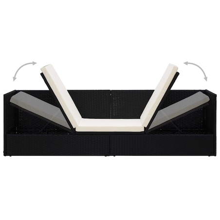 vidaXL Sofa ogrodowa z poduszkami, polirattan, czarna