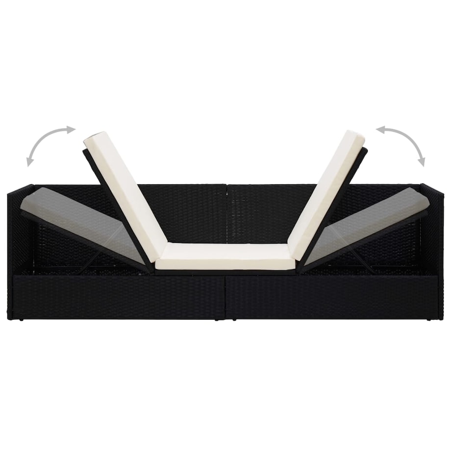 vidaXL Sofa ogrodowa z poduszkami, polirattan, czarna