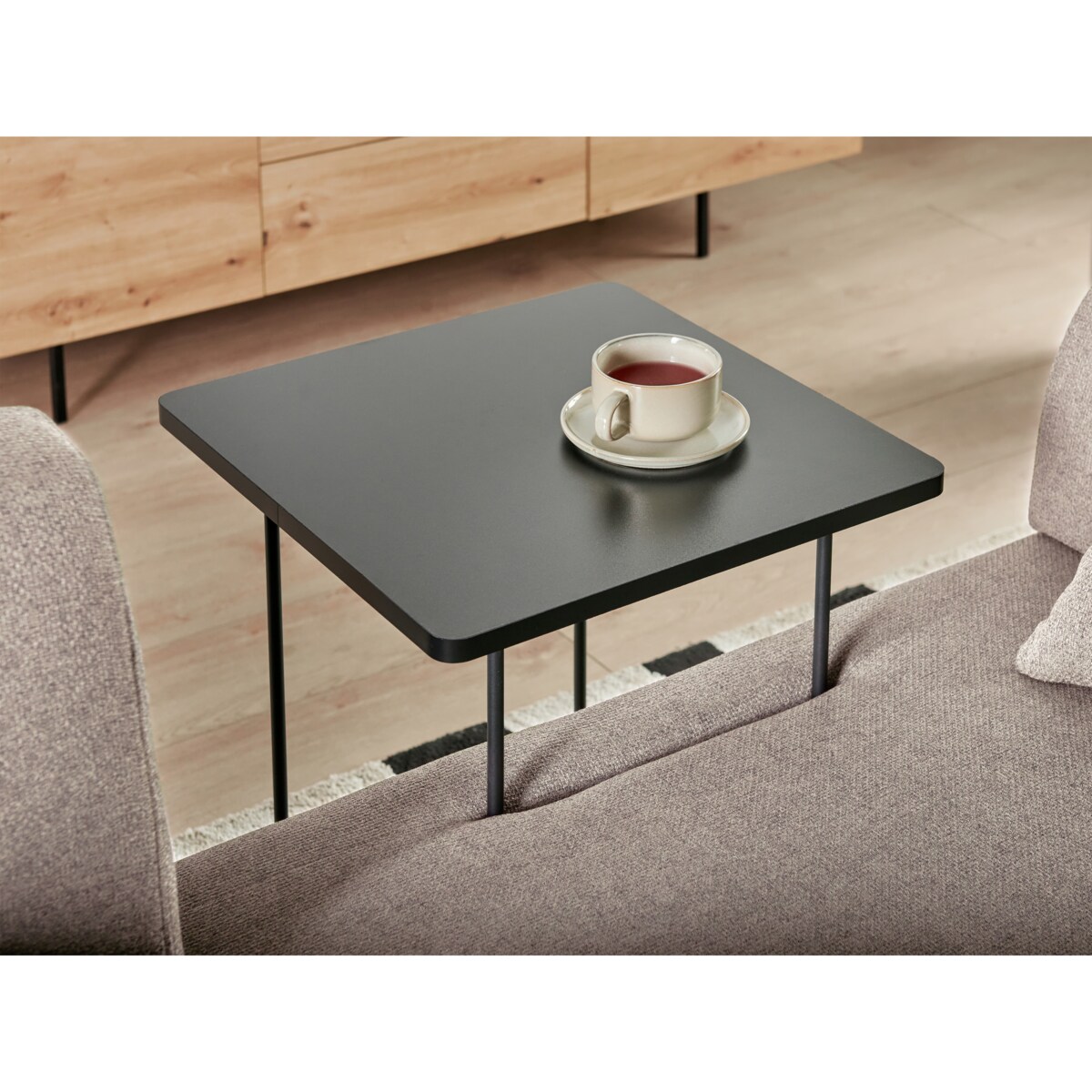 Sofa dla 3 osób SOKNA Beżowoszary ze stolikami