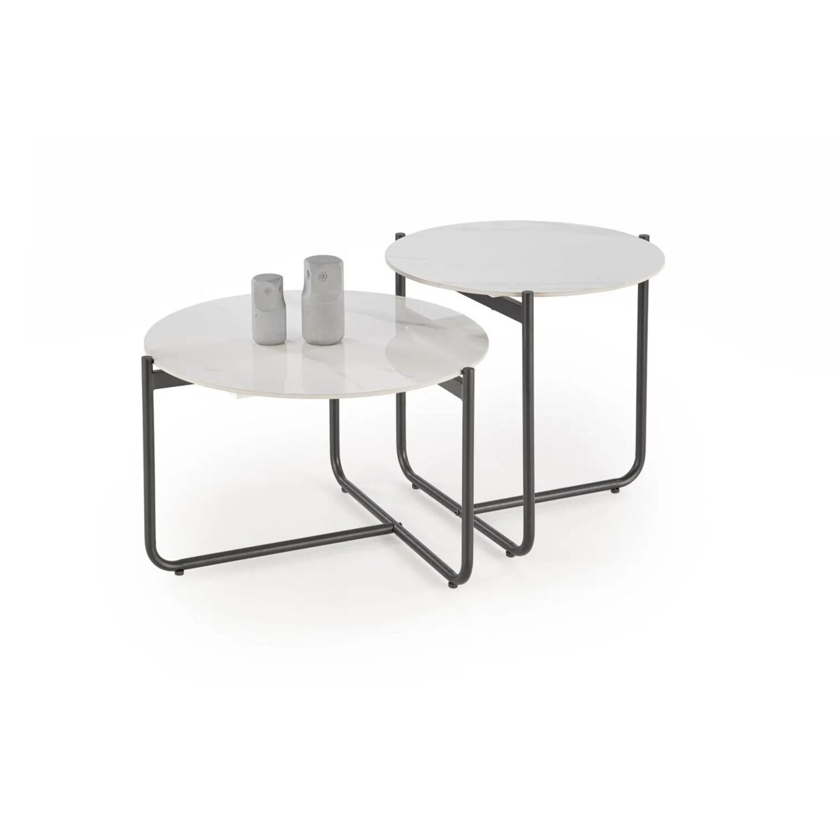 Stolik kawowy ACUNA S 50x50 biały marmur/czarna