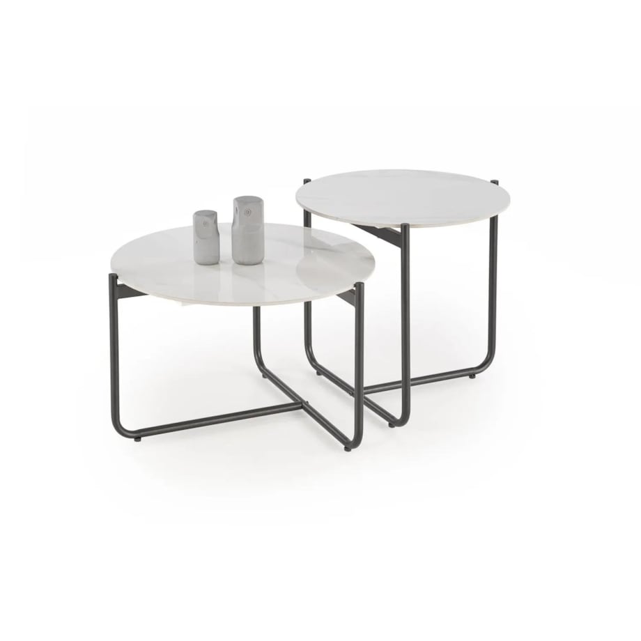 Stolik kawowy ACUNA S 50x50 biały marmur/czarna