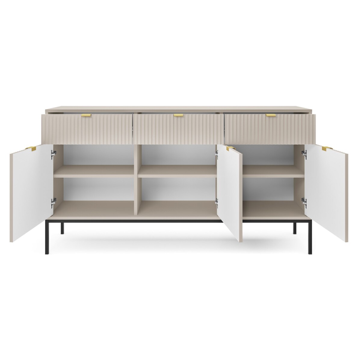 Nowoczesna komoda ryflowana NEW KSZ154 - kaszmirowa + st. czarny