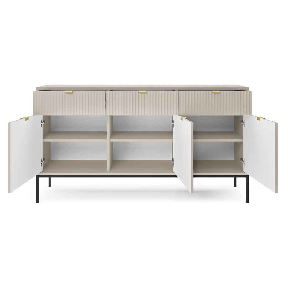 Nowoczesna komoda ryflowana NEW KSZ154 - kaszmirowa + st. czarny