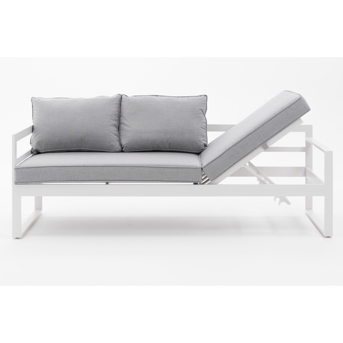 MEBLE OGRODOWE ALUMINIOWE NAROŻNIK NICEA BIAŁO SZARA LEWA