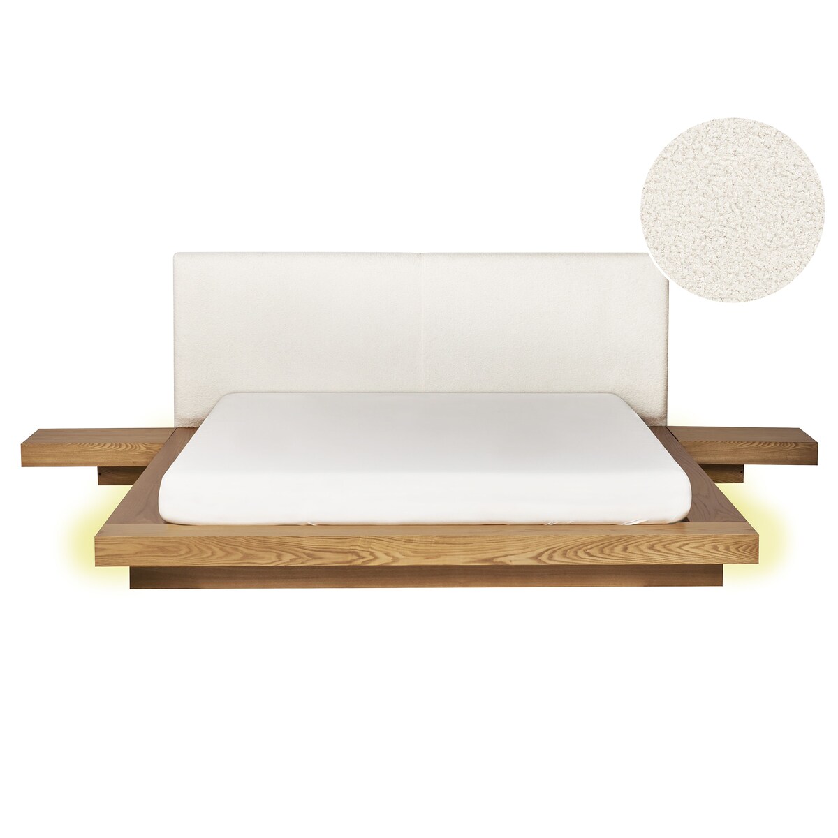Łóżko LED Boucle ZEN 160 x 200 cm LED Jesion naturalny