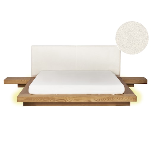 Łóżko LED Boucle ZEN 160 x 200 cm LED Jesion naturalny