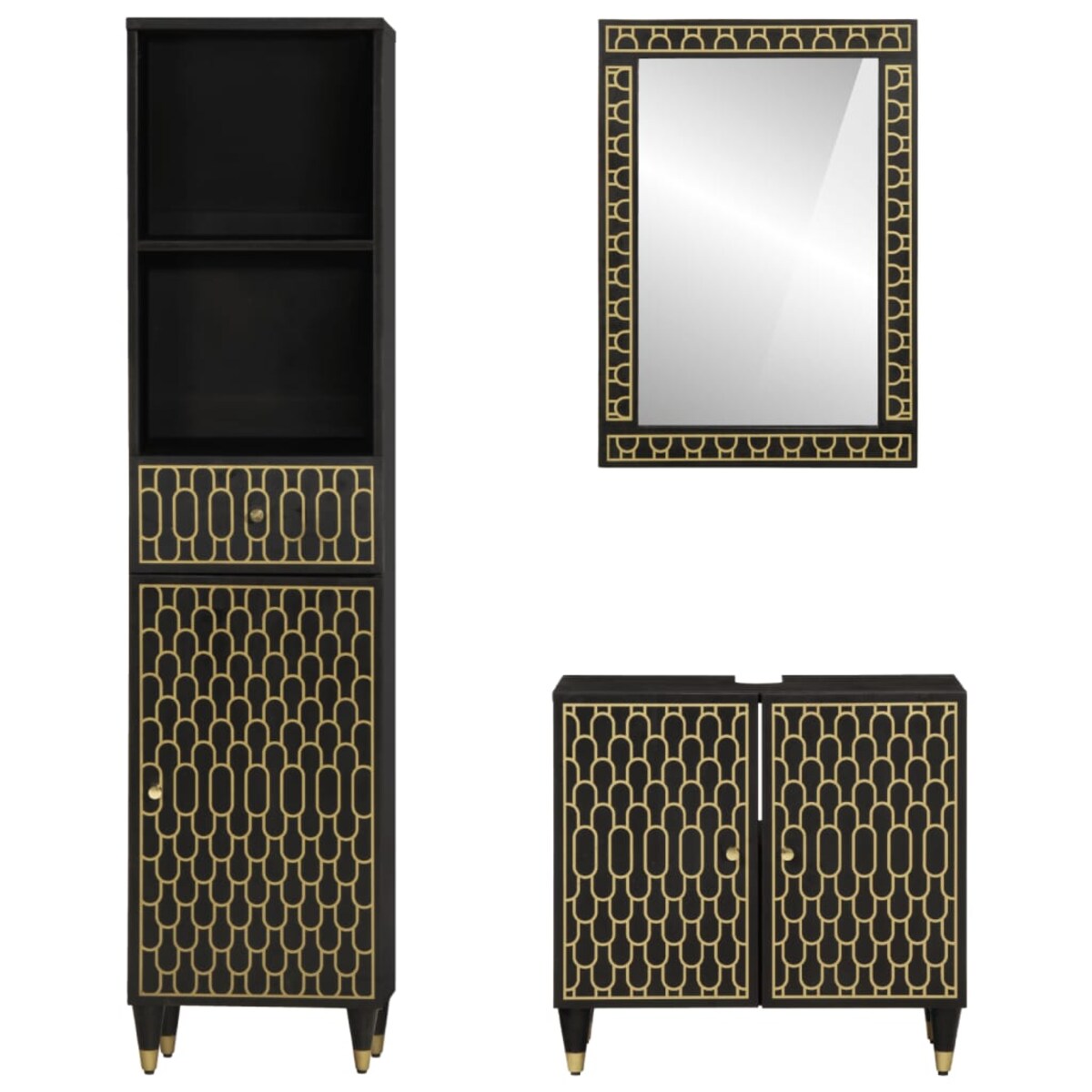 vidaXL 3-cz. zestaw mebli łazienkowych, lite drewno mango