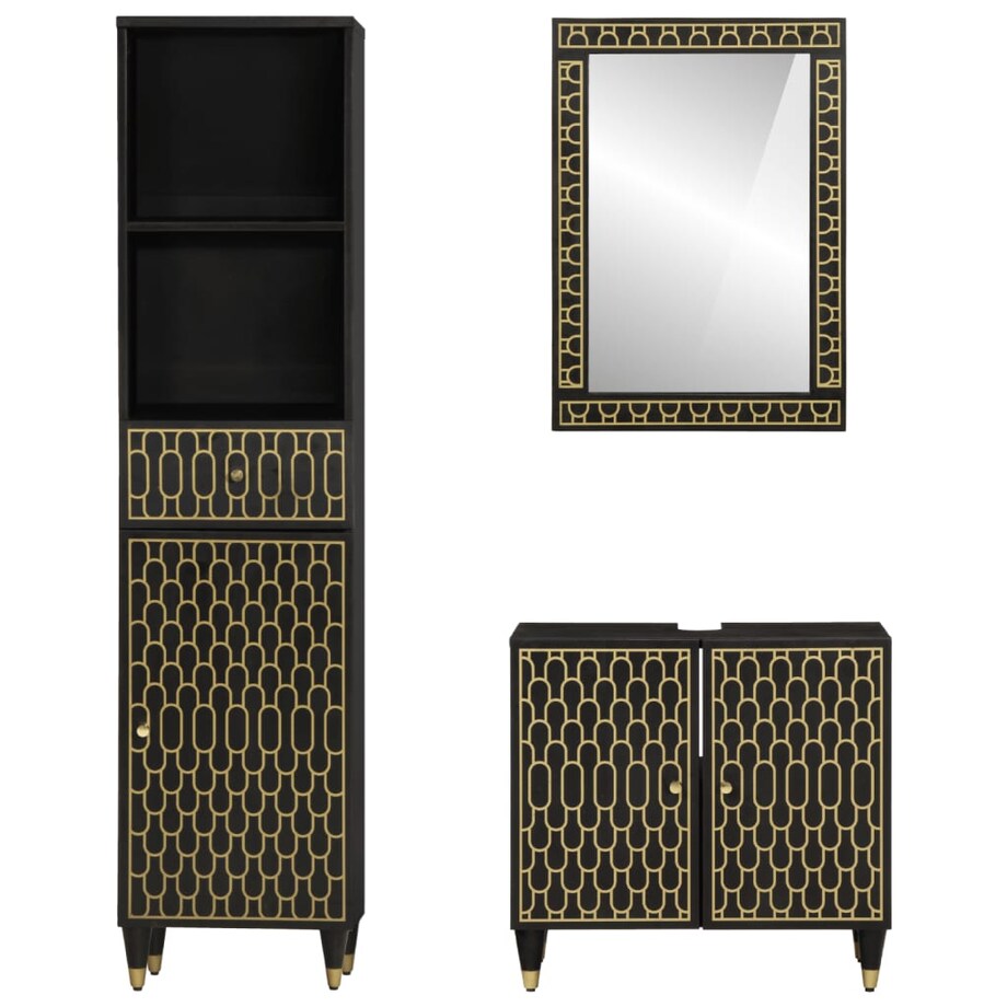 vidaXL 3-cz. zestaw mebli łazienkowych, lite drewno mango