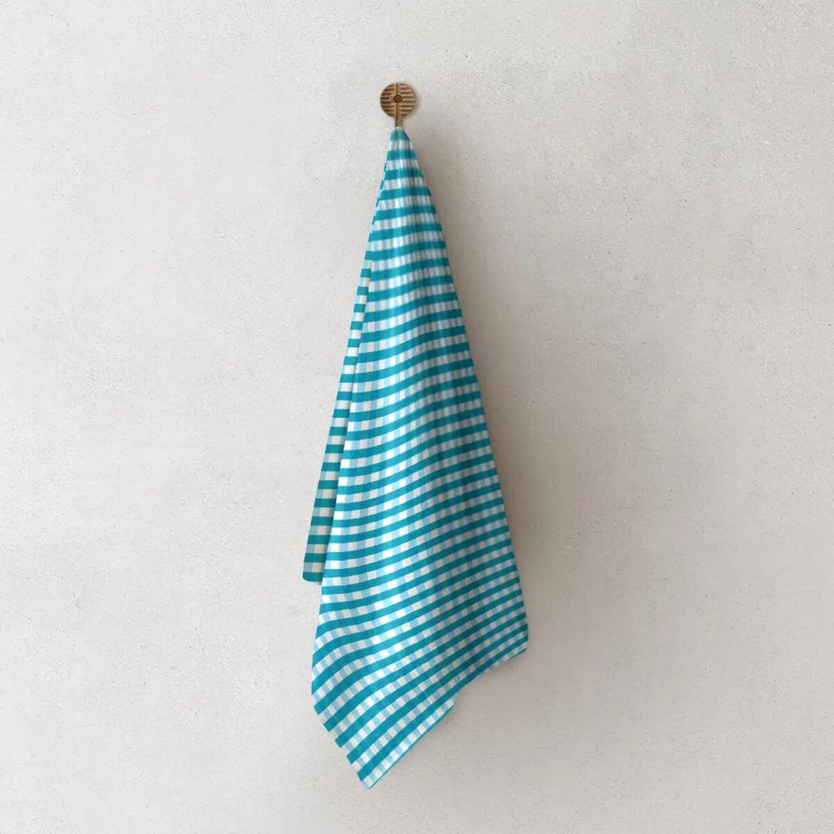 Lniany ręcznik kuchenny - błękitna kratka