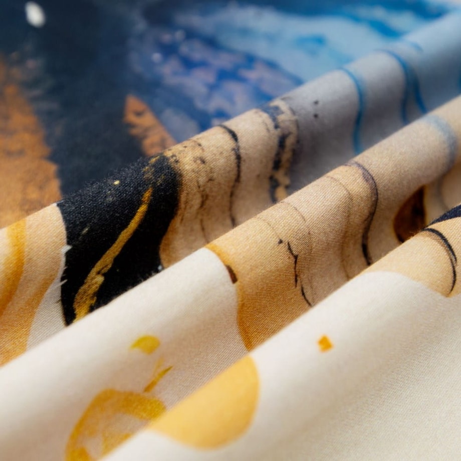 Pościel satyna bawełniana 160x200 Satynlove Premium kremowa z niebieskimi motylami