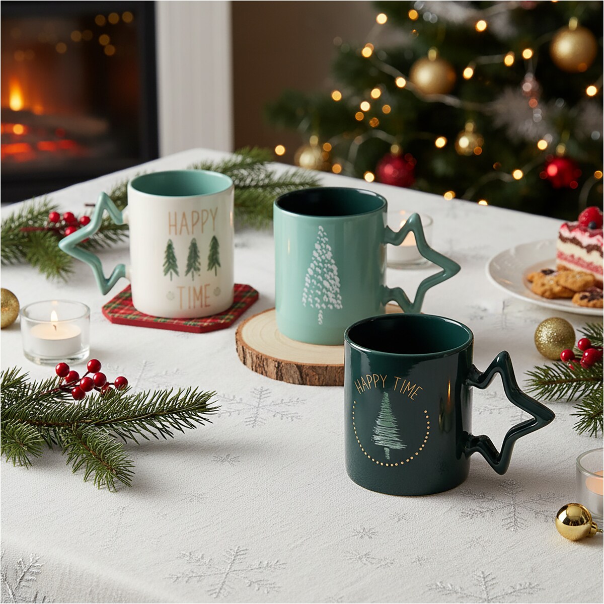 Kubek Z Uchem Świąteczny 380 Ml Porcelanowy Zimowy Świąteczny