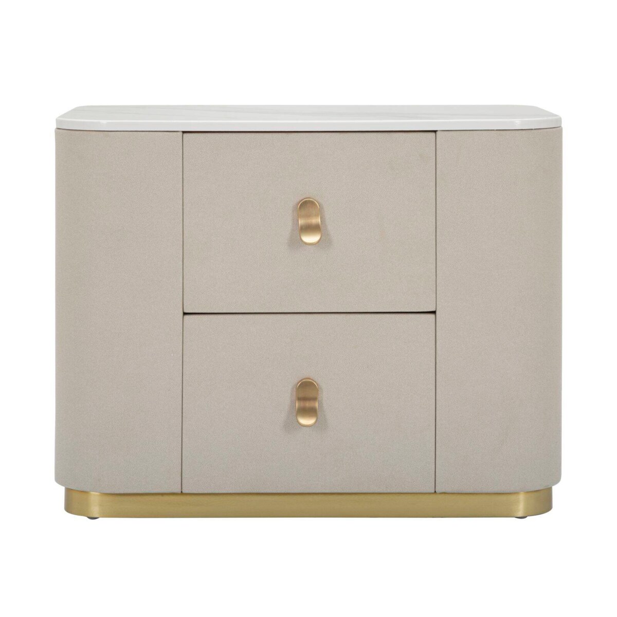 Szafka nocna z szufladami i złotym detalem, 60 x 40 x 47 cm