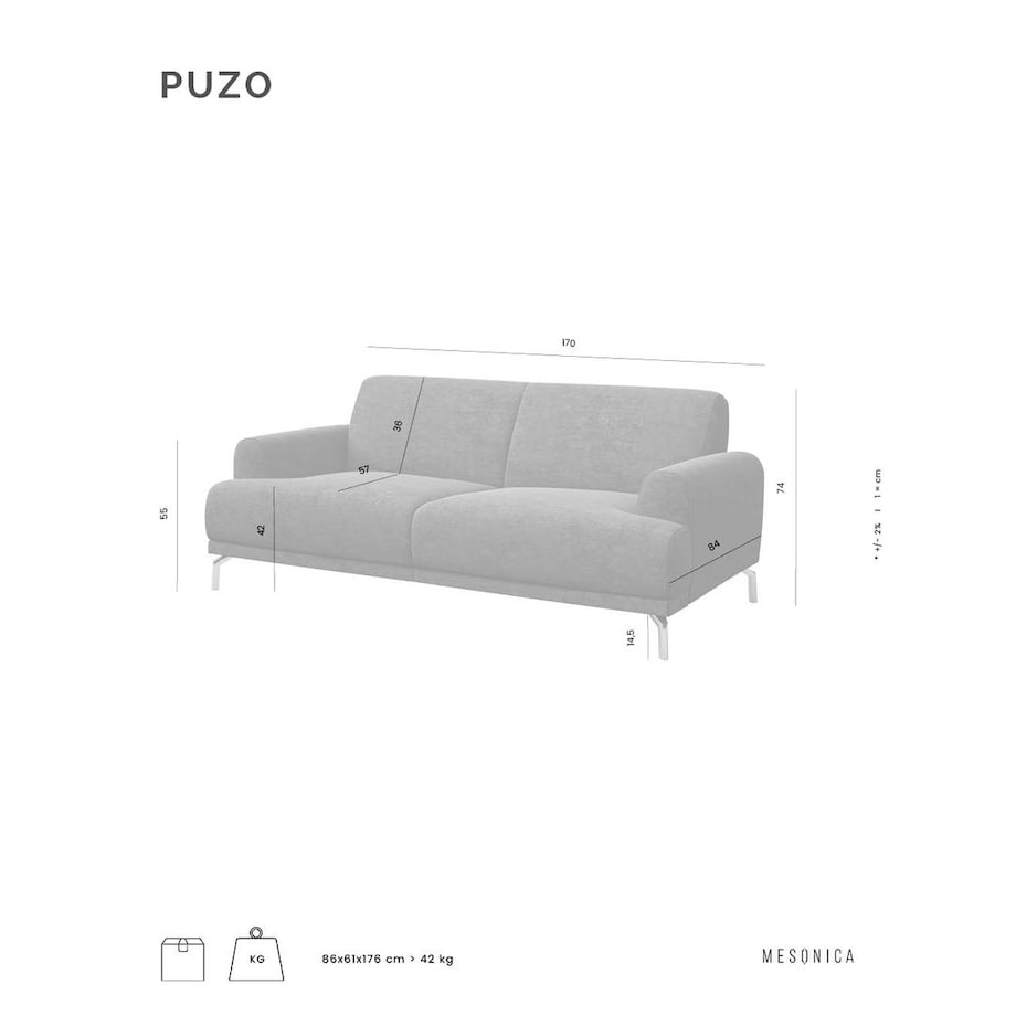 Sofa 2-osobowa Puzo Ciemnozielona