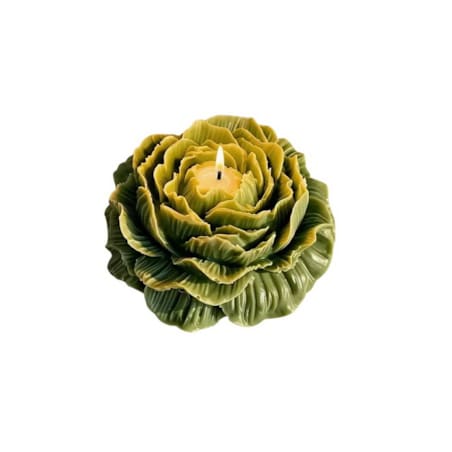 Świeca sojowa ekologiczna dekoracyjna piwonia peonia zielona oliwkowa "Peony Queen" 80x35mm