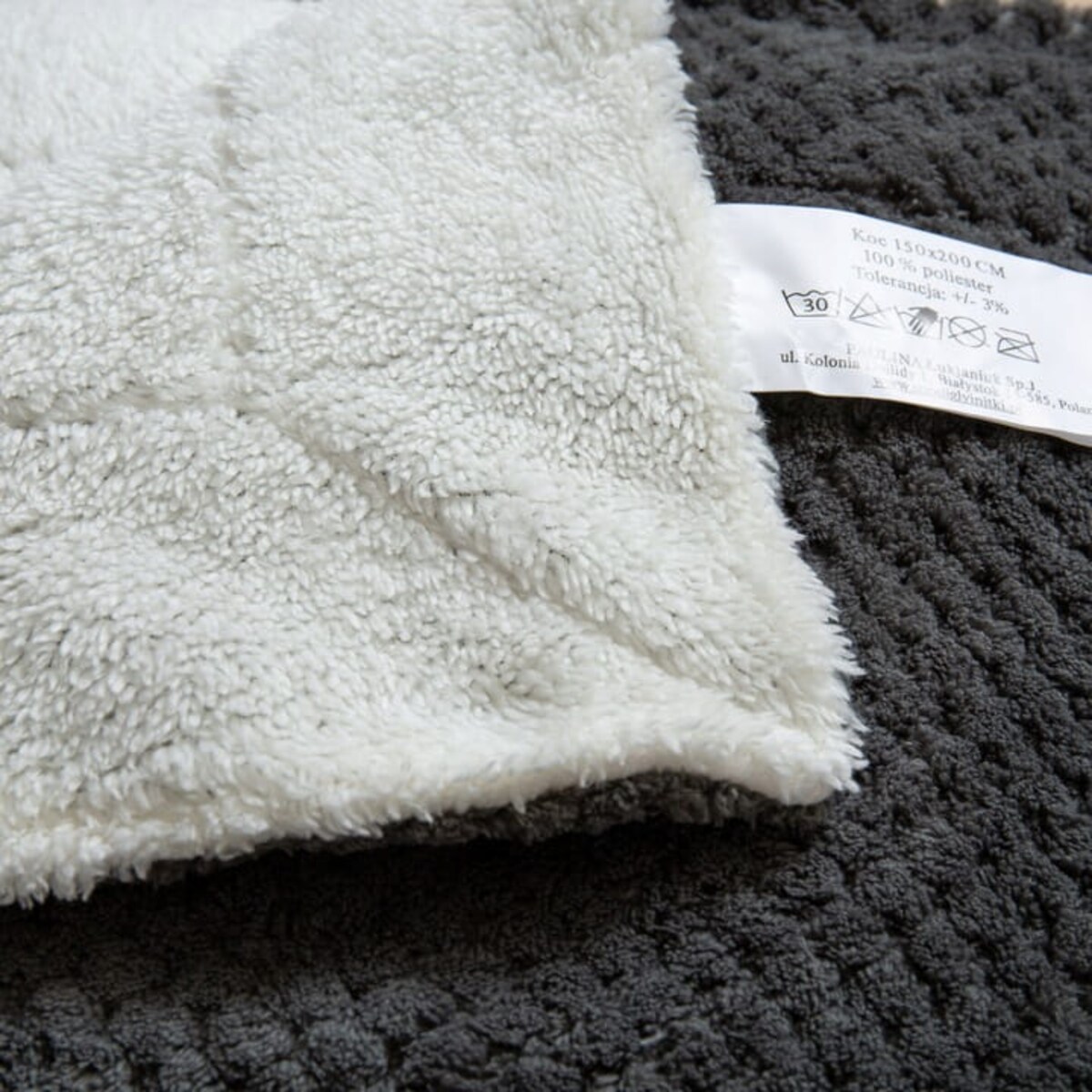 Grafitowy Koc Narzuta z Mikrofibry Baranek 150x200 Sherpa