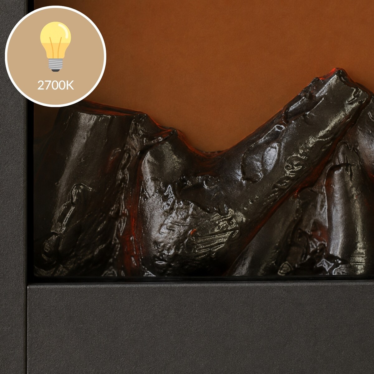 Kominek dekoracyjny LED, metalowy, 10 x 41 x 25 cm, kolor czarny